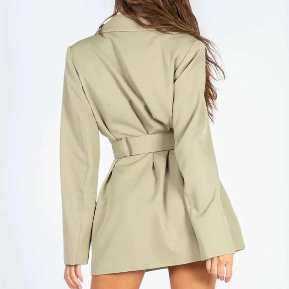 NEW Lioness Steinway Green Belted Tailored Collar Jacket Mini Blazer Dress Sz XS - Picture 5 of 15